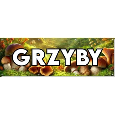 Baner reklamowy oczkowany plandeka reklama zewnętrzny mocny leśne GRZYBY budynek płot ogrodzenie stoisko stelaż 150cm, drukant B-REK_17_150 Baner reklamowy oczkowany plandeka reklama zewnętrzny mocny leśne GRZYBY budynek płot ogrodzenie stoisko stelaż 150cm, drukant B-REK_17_150