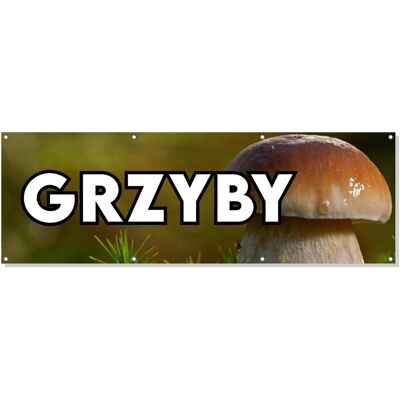 Baner reklamowy oczkowany plandeka reklama zewnętrzny mocny leśne GRZYBY budynek płot ogrodzenie stoisko stelaż 150cm, drukant B-REK_19_150 Baner reklamowy oczkowany plandeka reklama zewnętrzny mocny leśne GRZYBY budynek płot ogrodzenie stoisko stelaż 150cm, drukant B-REK_19_150