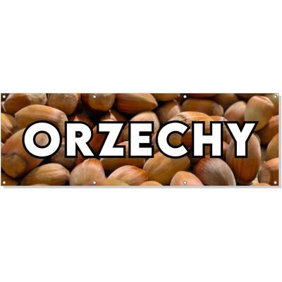 Baner reklamowy oczkowany plandeka reklama zewnętrzny mocny ORZECHY budynek płot ogrodzenie stoisko stelaż 150 cm, drukant B-REK_06_150 Baner reklamowy oczkowany plandeka reklama zewnętrzny mocny ORZECHY budynek płot ogrodzenie stoisko stelaż 150 cm, drukant B-REK_06_150