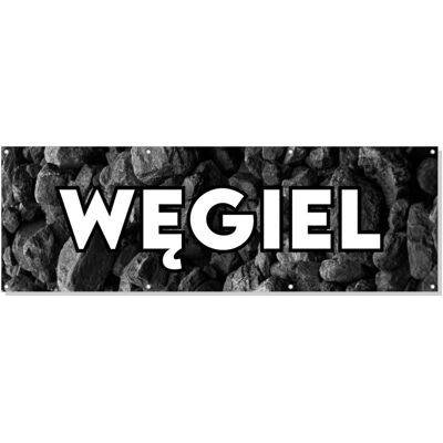 Baner reklamowy oczkowany plandeka reklama zewnętrzny mocny WĘGIEL budynek płot ogrodzenie stoisko stelaż 150 cm, drukant B-REK_02_150 Baner reklamowy oczkowany plandeka reklama zewnętrzny mocny WĘGIEL budynek płot ogrodzenie stoisko stelaż 150 cm, drukant B-REK_02_150