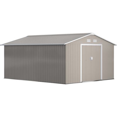 Domek ogrodowy Outsunny, 12,4 m², z dachem jednospadowym, drzwiami przesuwnymi, fundamentem, 386 x 340 x 200 cm, ze stali ocynkowanej, odporny na wa.. Domek ogrodowy Outsunny, 12,4 m², z dachem jednospadowym, drzwiami przesuwnymi, fundamentem, 386 x 340 x 200 cm, ze stali ocynkowanej, odporny na wa..