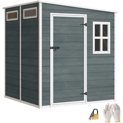 Domek ogrodowy Outsunny 2,89 m² z imitacją drewna, 3 okna, 182 x 182 x 196 cm, plastikowy domek ogrodowy z wentylacją, blokada podłogowa, rękawice, .. Domek ogrodowy Outsunny 2,89 m² z imitacją drewna, 3 okna, 182 x 182 x 196 cm, plastikowy domek ogrodowy z wentylacją, blokada podłogowa, rękawice, ..
