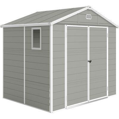 Domek ogrodowy Outsunny, 4,1 m², domek narzędziowy z dwuspadowym dachem, 240 x 190 x 228 cm, plastikowy domek narzędziowy z zamykanymi drzwiami, otw.. Domek ogrodowy Outsunny, 4,1 m², domek narzędziowy z dwuspadowym dachem, 240 x 190 x 228 cm, plastikowy domek narzędziowy z zamykanymi drzwiami, otw..