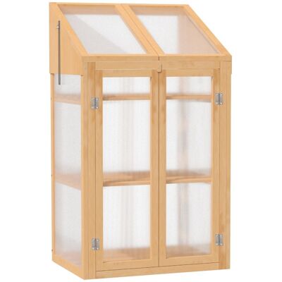 Drewniana skrzynia na warzywa Outsunny, mini szklarnia 70 x 50 x 120 cm, szklarnia z pokrywą, okno, podwójne drzwi, półprzezroczysta skrzynia na war.. Drewniana skrzynia na warzywa Outsunny, mini szklarnia 70 x 50 x 120 cm, szklarnia z pokrywą, okno, podwójne drzwi, półprzezroczysta skrzynia na war..