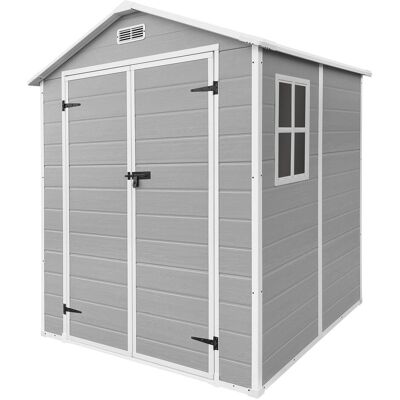ECD Germany szopa ogrodowa odporna na warunki atmosferyczne 5m³ szopa ogrodowa plastikowa z podloga dachem dwuspadowym 151x182x220 cm jasnoszary okn.. ECD Germany szopa ogrodowa odporna na warunki atmosferyczne 5m³ szopa ogrodowa plastikowa z podloga dachem dwuspadowym 151x182x220 cm jasnoszary okn..