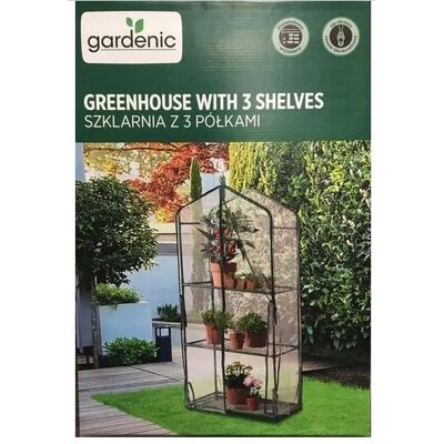 GARDENIC Mini Szklarnia balkonowa ogrodowa 3 półki 59x39x126 cm z zamkiem GARDENIC Mini Szklarnia balkonowa ogrodowa 3 półki 59x39x126 cm z zamkiem