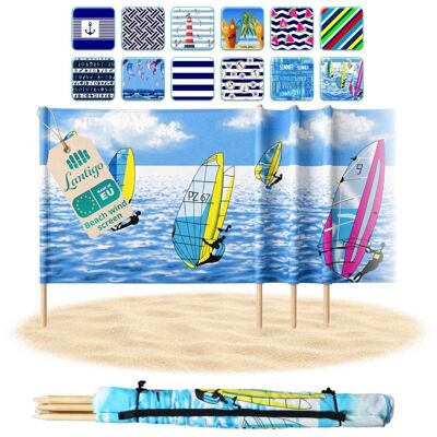 Pemicont Lantigo Parawan plażowy Surfing 4m osłona od wiatru i wzroku mikrofibra UV-ochrona 80cm Pemicont Lantigo Parawan plażowy Surfing 4m osłona od wiatru i wzroku mikrofibra UV-ochrona 80cm