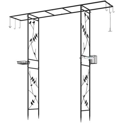 COSTWAY Łuk Ogrodowy Z Uchwytami Do Karmienia Ptaków Pergola Ogrodowa 213 Cm COSTWAY Łuk Ogrodowy Z Uchwytami Do Karmienia Ptaków Pergola Ogrodowa 213 Cm