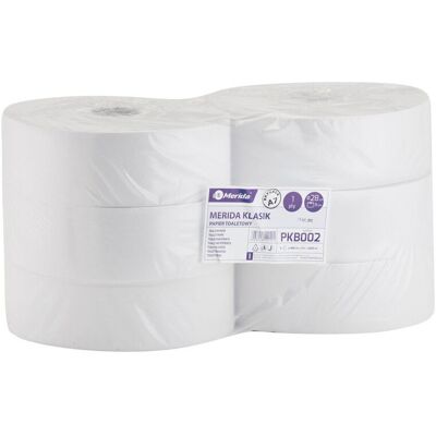 Merida Pkb002 Papier Toaletowy Classic , Biały, Średnica 28 Cm, Długość 480 M, Jednowarstwowy, Zgrzewka 6 Szt. Merida Pkb002 Papier Toaletowy Classic , Biały, Średnica 28 Cm, Długość 480 M, Jednowarstwowy, Zgrzewka 6 Szt.