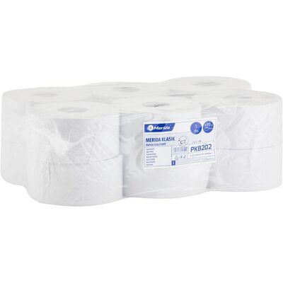Merida Pkb202 Papier Toaletowy Classic, Biały, Średnica 19 Cm, Długość 220 M, Jednowarstwowy, Zgrzewka 12 Szt. Merida Pkb202 Papier Toaletowy Classic, Biały, Średnica 19 Cm, Długość 220 M, Jednowarstwowy, Zgrzewka 12 Szt.
