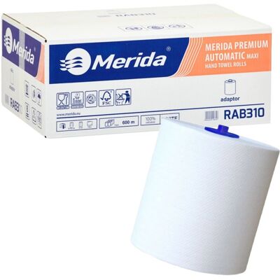 Merida Rab310 Ręczniki Papierowe W Roli Z Adaptorem Premium Automatic Maxi Rab310, Białe, Średnica 18,5 Cm, Długość 100 M, Trzywarstwowe, Karton 6 R.. Merida Rab310 Ręczniki Papierowe W Roli Z Adaptorem Premium Automatic Maxi Rab310, Białe, Średnica 18,5 Cm, Długość 100 M, Trzywarstwowe, Karton 6 R..