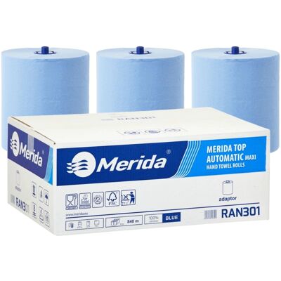 Merida Ran301 Ręczniki Papierowe W Roli Z Adaptorem Top Automatic Maxi, Niebieskie, Średnica 19 Cm, Długość 140 M, Dwuwarstwowe, Karton 6 Rolek Merida Ran301 Ręczniki Papierowe W Roli Z Adaptorem Top Automatic Maxi, Niebieskie, Średnica 19 Cm, Długość 140 M, Dwuwarstwowe, Karton 6 Rolek
