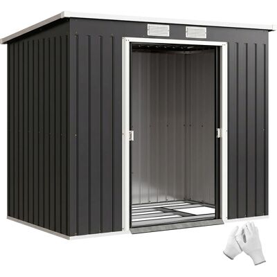 Metalowa szopa ogrodowa Outsunny 2, 42 m², szopa narzędziowa z dachem dwuspadowym, zamykane podwójne drzwi przesuwne, wentylacja, rama podstawy, 213.. Metalowa szopa ogrodowa Outsunny 2, 42 m², szopa narzędziowa z dachem dwuspadowym, zamykane podwójne drzwi przesuwne, wentylacja, rama podstawy, 213..