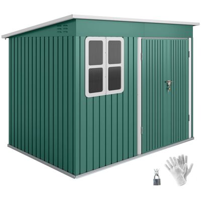 Metalowa szopa ogrodowa Outsunny 4, 13 m², szopa narzędziowa z oknem, dachem dwuspadowym, otworami wentylacyjnymi, szerokimi drzwiami z zamkiem, ram.. Metalowa szopa ogrodowa Outsunny 4, 13 m², szopa narzędziowa z oknem, dachem dwuspadowym, otworami wentylacyjnymi, szerokimi drzwiami z zamkiem, ram..