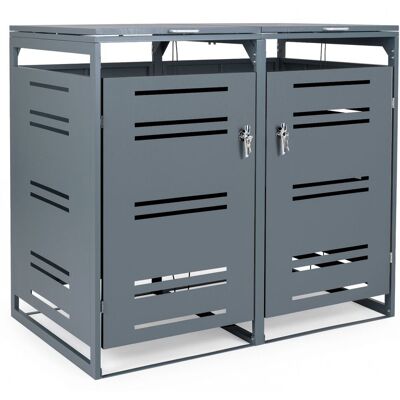COSTWAY Metalowa zamykana osłona na kosze na śmieci 2 x 120L Wiata śmietnikowa COSTWAY Metalowa zamykana osłona na kosze na śmieci 2 x 120L Wiata śmietnikowa