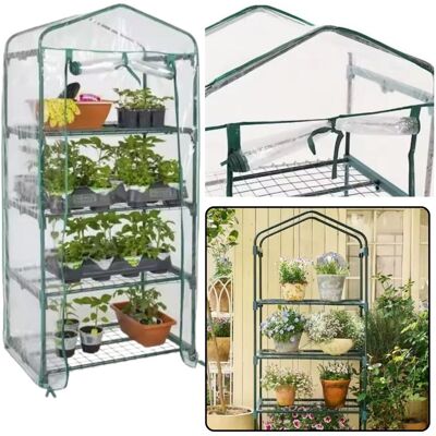 Lean Toys Mini Szklarnia Balkonowa Ogrodowa 4 Półki Metalowe Folia PVC 69 x 49 x 157cm Lean Toys Mini Szklarnia Balkonowa Ogrodowa 4 Półki Metalowe Folia PVC 69 x 49 x 157cm