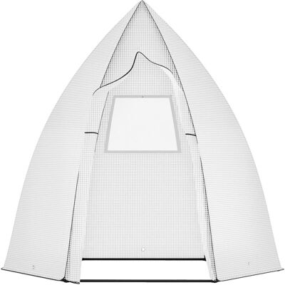 Mini szklarnia Outsunny zimująca namiot do roślin z rolowanymi drzwiami, zimowa ochrona balkonu ogrodowego, biała, 160 x 140 x 180 cm Mini szklarnia Outsunny zimująca namiot do roślin z rolowanymi drzwiami, zimowa ochrona balkonu ogrodowego, biała, 160 x 140 x 180 cm