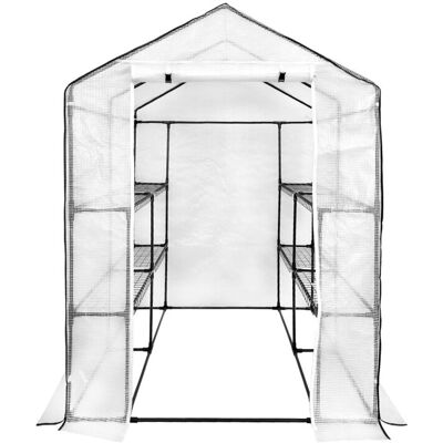 4iQ Group Mini tunel szklarniowy z półkami szklarnia 1,4x1,4x2m Biały 4iQ Group Mini tunel szklarniowy z półkami szklarnia 1,4x1,4x2m Biały