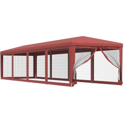 VMP Namiot imprezowy z 10 ścianami z siatki, czerwony, 3x12 m, HDPE VMP Namiot imprezowy z 10 ścianami z siatki, czerwony, 3x12 m, HDPE