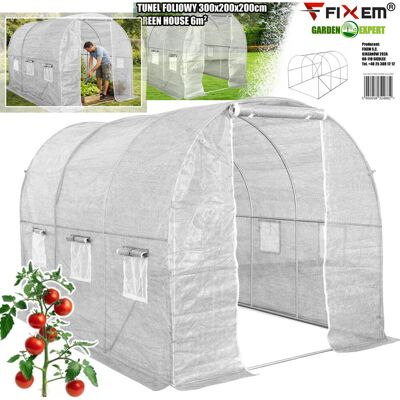 Fixem OGRODOWY TUNEL FOLIOWY 3x2x2m SZKLARNIA 6m2 FOLIAK 300x200cm Fixem OGRODOWY TUNEL FOLIOWY 3x2x2m SZKLARNIA 6m2 FOLIAK 300x200cm