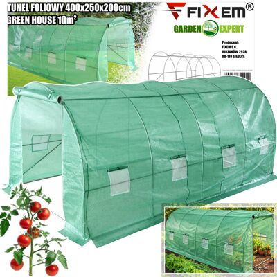 Fixem OGRODOWY TUNEL FOLIOWY 4x2,5x2m SZKLARNIA 10m2 FOLIAK 400x250cm Fixem OGRODOWY TUNEL FOLIOWY 4x2,5x2m SZKLARNIA 10m2 FOLIAK 400x250cm