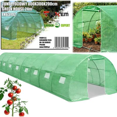 Fixem OGRODOWY TUNEL FOLIOWY ZIELONY 8x3x2m SZKLARNIA 24m2 FOLIAK 800x300cm Fixem OGRODOWY TUNEL FOLIOWY ZIELONY 8x3x2m SZKLARNIA 24m2 FOLIAK 800x300cm