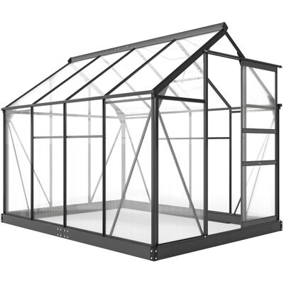 Outsunny Szklarnia aluminiowa z fundamentem i oknem dachowym 190x252x201 cm Outsunny Szklarnia aluminiowa z fundamentem i oknem dachowym 190x252x201 cm