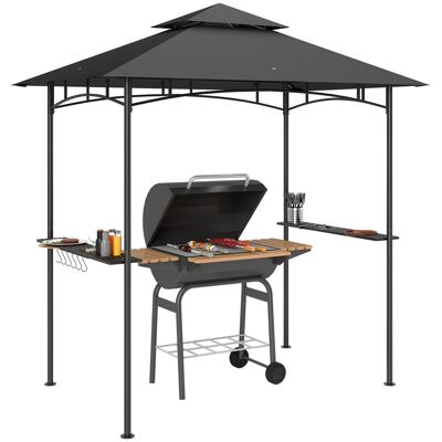 Pawilon ogrodowy Outsunny Grill z oświetleniem LED, 240 x 150 x 258 cm, wodoodporny, ognioodporny pawilon ogrodowy z dwuwarstwowym dachem, półkami b.. Pawilon ogrodowy Outsunny Grill z oświetleniem LED, 240 x 150 x 258 cm, wodoodporny, ognioodporny pawilon ogrodowy z dwuwarstwowym dachem, półkami b..