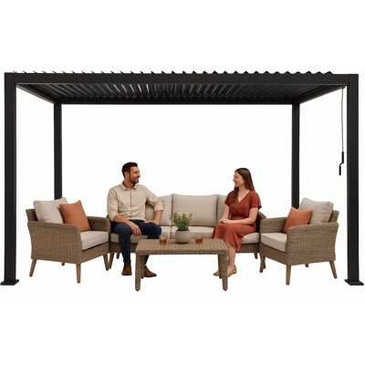 JUMI Pergola OGRODOWA 3x4m regulowany dach lamelowy ANTRACYT tarasowa ALUMINIOWA JUMI Pergola OGRODOWA 3x4m regulowany dach lamelowy ANTRACYT tarasowa ALUMINIOWA