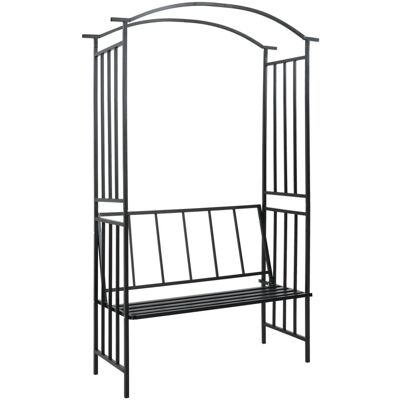 vidaXL Pergola ogrodowa z ławką, czarna, 114x45x205 cm, żelazna vidaXL Pergola ogrodowa z ławką, czarna, 114x45x205 cm, żelazna