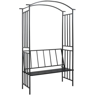 VMP Pergola ogrodowa z ławką, czarna, 128x50x207 cm, żelazna VMP Pergola ogrodowa z ławką, czarna, 128x50x207 cm, żelazna