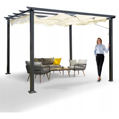 Grindi Pergola tarasowa altana ogrodowa 3x3m beż metalowa zadaszenie tarasu Milos Grindi Pergola tarasowa altana ogrodowa 3x3m beż metalowa zadaszenie tarasu Milos