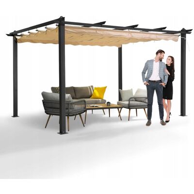Inny producent Pergola tarasowa altana ogrodowa 3x4m beż metalowa zadaszenie Milos II Inny producent Pergola tarasowa altana ogrodowa 3x4m beż metalowa zadaszenie Milos II