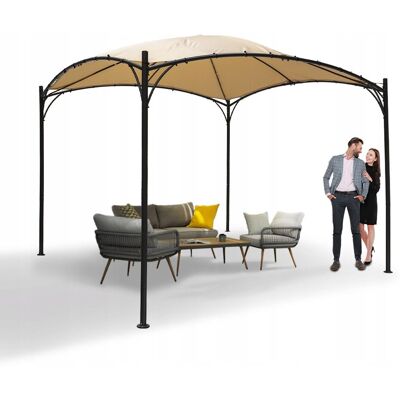 GRINDI IN THE GARDEN Pergola tarasowa pawilon ogrodowy 3x3m beż metalowa zadaszenie tarasu Rinia GRINDI IN THE GARDEN Pergola tarasowa pawilon ogrodowy 3x3m beż metalowa zadaszenie tarasu Rinia
