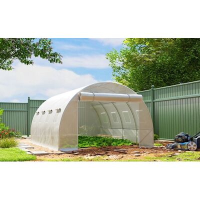 Outsunny Plandeka tunelowa 12 m² do szklarni 4x3x2 m, biała UV Outsunny Plandeka tunelowa 12 m² do szklarni 4x3x2 m, biała UV