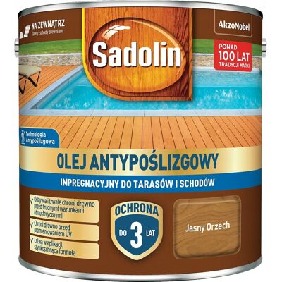 Akzo Nobel Sadolin Olej do Tarasów Tarasu Antypoślizgowy 12m2/L Orzech Jasny 2,5L Akzo Nobel Sadolin Olej do Tarasów Tarasu Antypoślizgowy 12m2/L Orzech Jasny 2,5L