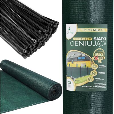 Siatka cieniująca gruba, ciemna zieleń 1,5x50m, 140 g/m², JohnGreen Siatka cieniująca gruba, ciemna zieleń 1,5x50m, 140 g/m², JohnGreen