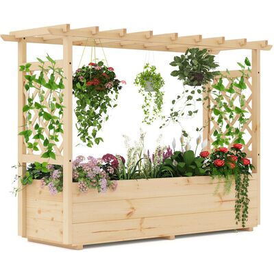 COSTWAY Skrzynia do sadzenia roślin z kratką i daszkiem do pnączy Pergola COSTWAY Skrzynia do sadzenia roślin z kratką i daszkiem do pnączy Pergola