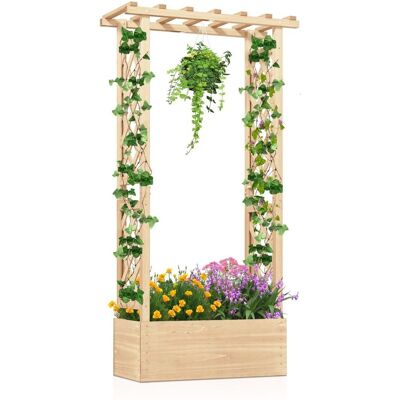 COSTWAY Skrzynia na kwiaty z kratą do roślin pnących Pergola COSTWAY Skrzynia na kwiaty z kratą do roślin pnących Pergola