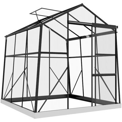 Szklarnia aluminiowa Outsunny 192 x 192 x 204 cm, 3,68 m², domek na pomidory z oknem, drzwiami przesuwnymi, fundamentem, domek do rozmnażania roślin.. Szklarnia aluminiowa Outsunny 192 x 192 x 204 cm, 3,68 m², domek na pomidory z oknem, drzwiami przesuwnymi, fundamentem, domek do rozmnażania roślin..
