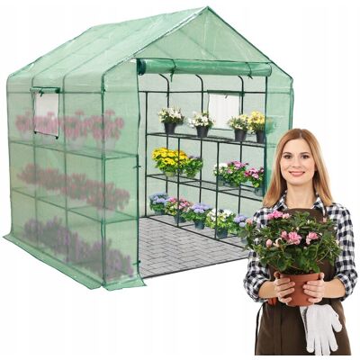 Grindi Szklarnia ogrodowa balkonowa 12 półek Regał zielona 200x200x220 CANNA III Grindi Szklarnia ogrodowa balkonowa 12 półek Regał zielona 200x200x220 CANNA III