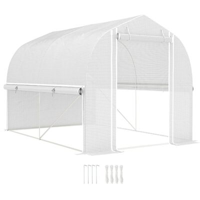 Szklarnia Outsunny 3 x 2 x 2 m, szklarnia foliowa z 4 oknami i drzwiami, zwijane panele boczne, tunel foliowy na pomidory odporny na promieniowanie .. Szklarnia Outsunny 3 x 2 x 2 m, szklarnia foliowa z 4 oknami i drzwiami, zwijane panele boczne, tunel foliowy na pomidory odporny na promieniowanie ..