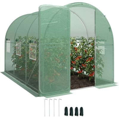 Szklarnia Outsunny 3 x 2 x 2 m, tunel foliowy z zamykanymi drzwiami na zawiasach, 6 zwijanymi oknami z siatki, słupkami podporowymi, przedłużonymi k.. Szklarnia Outsunny 3 x 2 x 2 m, tunel foliowy z zamykanymi drzwiami na zawiasach, 6 zwijanymi oknami z siatki, słupkami podporowymi, przedłużonymi k..