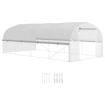 Szklarnia Outsunny 6 x 3 x 2 m, szklarnia foliowa z 8 oknami i drzwiami, zwijane ściany boczne, tunel foliowy na pomidory odporny na promieniowanie .. Szklarnia Outsunny 6 x 3 x 2 m, szklarnia foliowa z 8 oknami i drzwiami, zwijane ściany boczne, tunel foliowy na pomidory odporny na promieniowanie ..