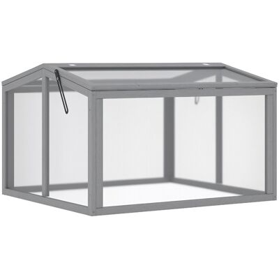 Szklarnia Outsunny Cold Frame z drewnianą i poliwęglanową osłoną, odporna na warunki atmosferyczne, jasnoszara, 90 x 80 x 58 cm Szklarnia Outsunny Cold Frame z drewnianą i poliwęglanową osłoną, odporna na warunki atmosferyczne, jasnoszara, 90 x 80 x 58 cm