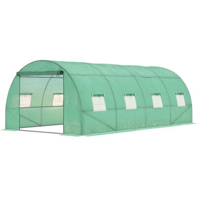 Szklarnia Outsunny ok. 6 x 3 x 2 m, szklarnia foliowa z 8 oknami, brama rolowana, ściany boczne rolowane, tunel foliowy odporny na promieniowanie UV.. Szklarnia Outsunny ok. 6 x 3 x 2 m, szklarnia foliowa z 8 oknami, brama rolowana, ściany boczne rolowane, tunel foliowy odporny na promieniowanie UV..