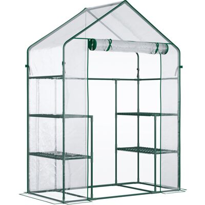 Szklarnia Outsunny Walk-in, szklarnia na pomidory, inspekt z 6 półkami, przezroczysta stal i tworzywo sztuczne PVC, 142 x 73 x 195 cm Szklarnia Outsunny Walk-in, szklarnia na pomidory, inspekt z 6 półkami, przezroczysta stal i tworzywo sztuczne PVC, 142 x 73 x 195 cm