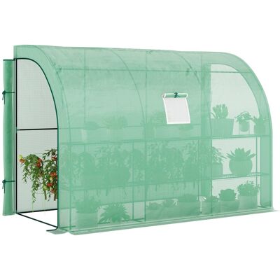 Szklarnia Outsunny z półkami i oknem, zimowa szklarnia z folii stalowej, montowana na ścianie, na balkon, do ogrodu, na pomidory, 300x150x213 cm, sz.. Szklarnia Outsunny z półkami i oknem, zimowa szklarnia z folii stalowej, montowana na ścianie, na balkon, do ogrodu, na pomidory, 300x150x213 cm, sz..
