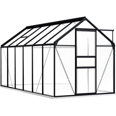 VMP Szklarnia z ramą podstawy, antracytowa, aluminium, 7,03 m² VMP Szklarnia z ramą podstawy, antracytowa, aluminium, 7,03 m²
