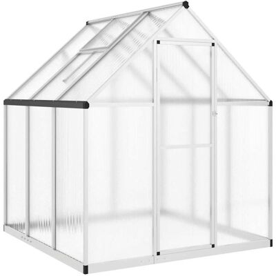 VMP Szklarnia Z Ramą Podstawy, Srebrna, 169X169X195 Cm, Aluminium VMP Szklarnia Z Ramą Podstawy, Srebrna, 169X169X195 Cm, Aluminium